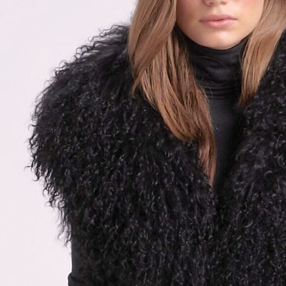 Ralph Lauren Long Black Curly Lamb Shearling Vest - Picture 6 of 16